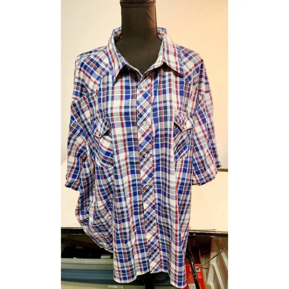 Vintage Wrangler Pearl Snap Western Shirt Short Sleeve Size XXL - Picture 2 of 8
